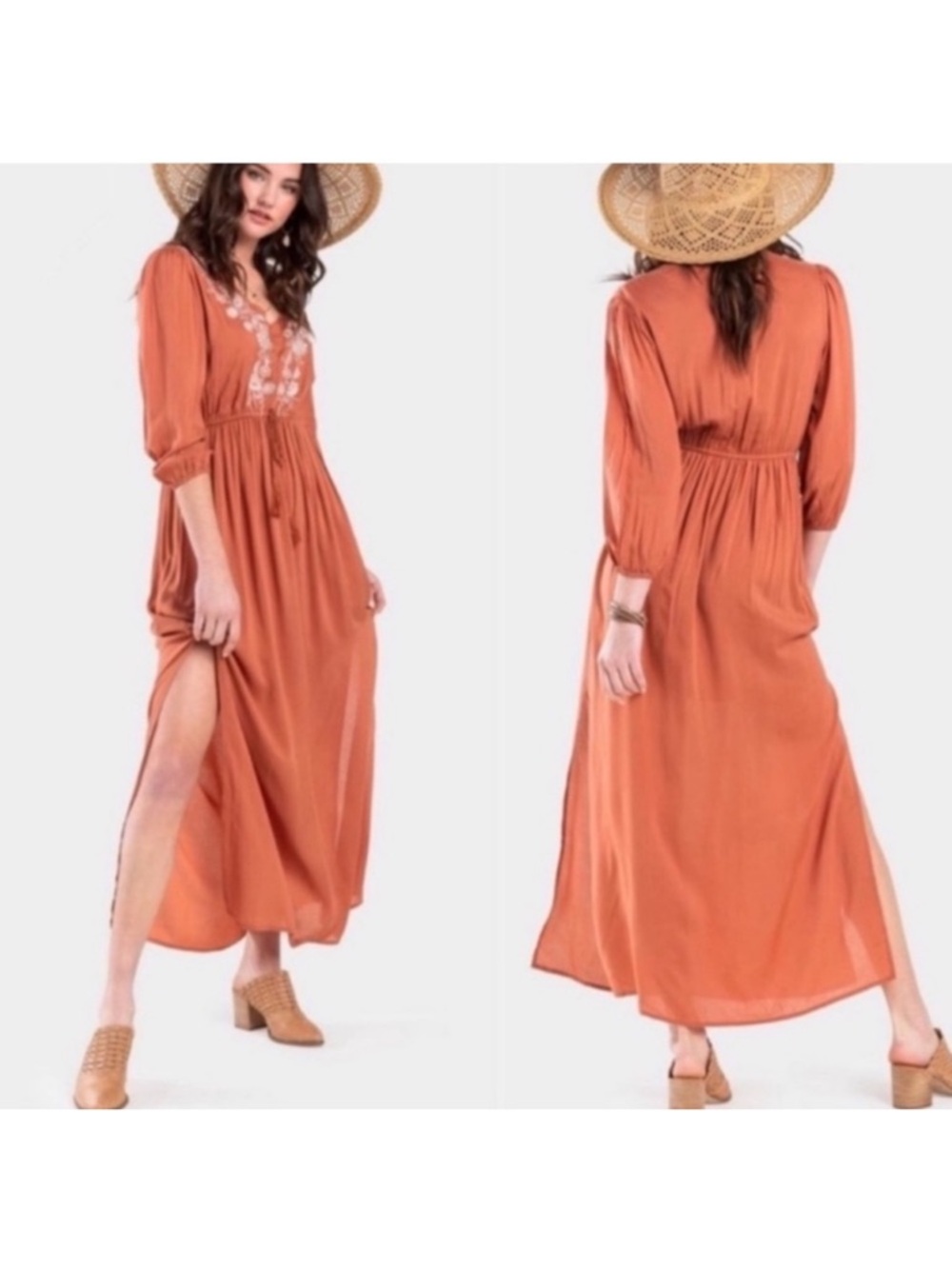 Francescas Blue Rain burnt orange boho maxi dress, small - Picture 8 of 11